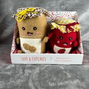 Love & Cupcakes Felt Plush PB & J Peanut Butter Jam Seasonal Decor Set Boxed
